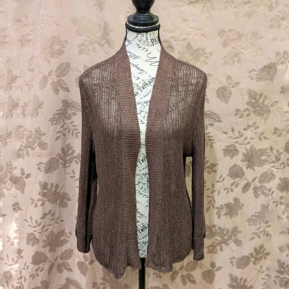 Eileen Fisher Brown Knit Open Cardigan, Size M, Used